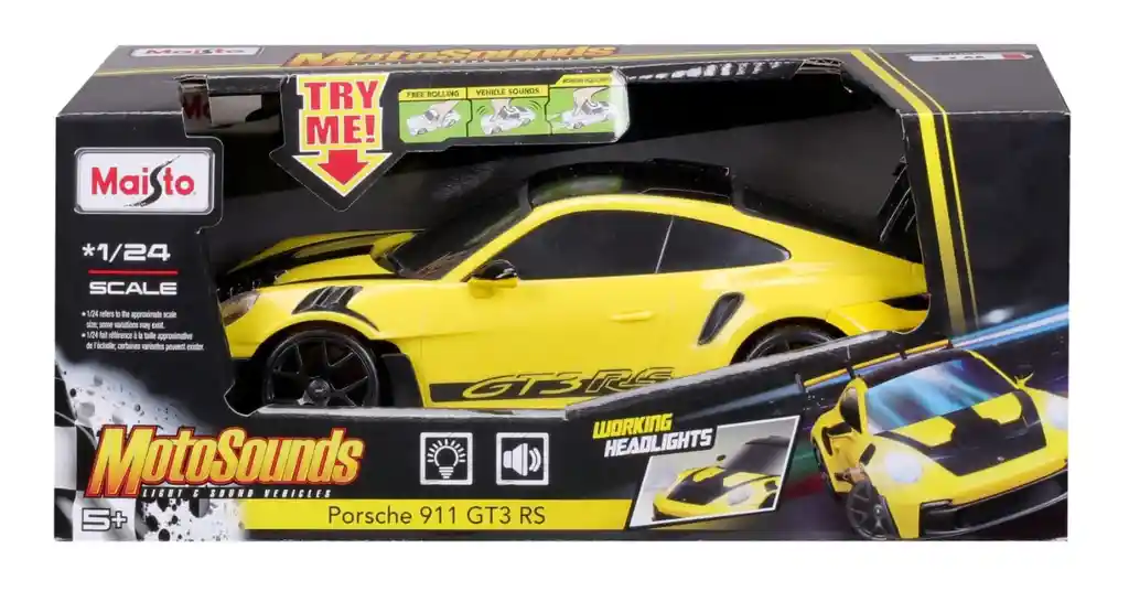 Carro A Escala 1/24 Porsche 911 Gt3 Rs Con Luces Y Sonido
