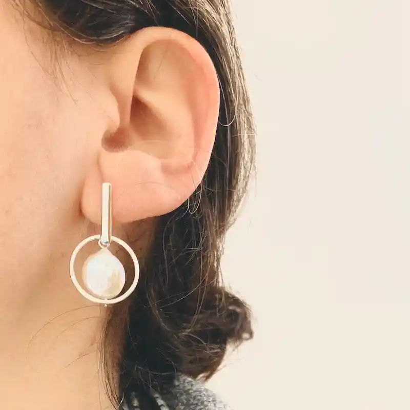 Aretes De Plata Con Perlas Nacarada