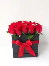 Caja Cuadrada De 25 Rosas Rojas