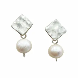 Aretes Rombo De Plata Y Perlas