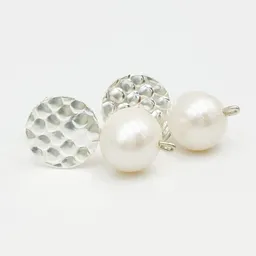 Aretes De Plata Textura Y Perlas
