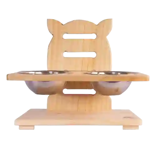 Comedero Ascensor Gato Madera Pino Talla S