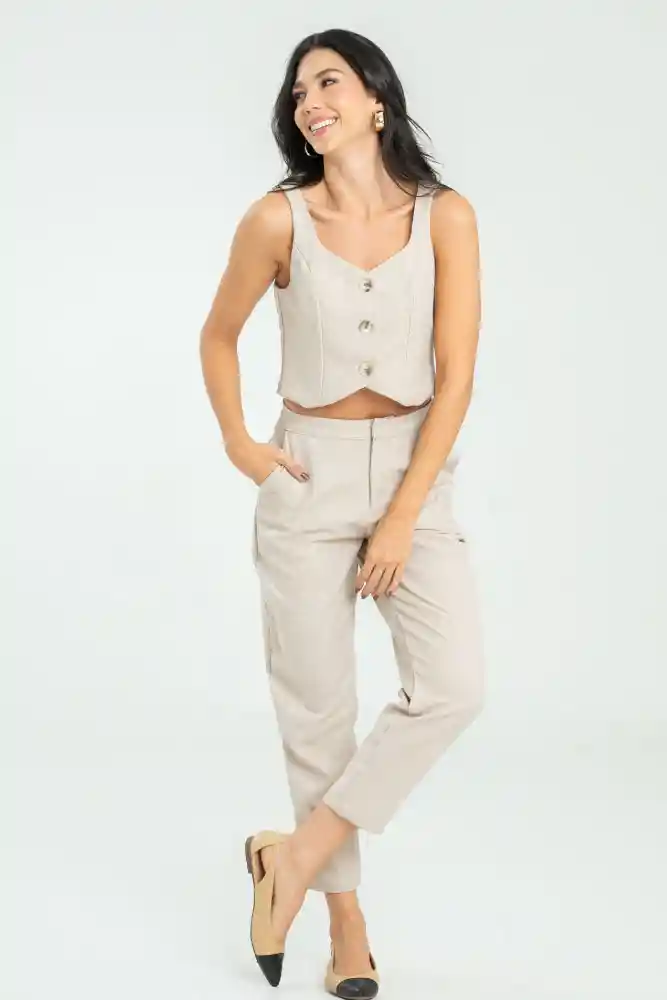 Pantalon Gazel Color Beige Medio Talla 10