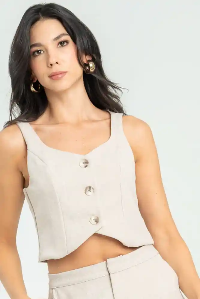 Chaleco Gazel Color Beige Medio Talla L