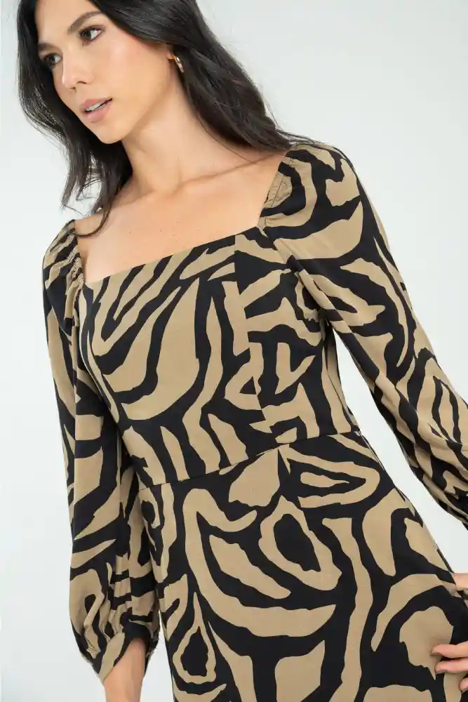 Vestido Malva Animal Color Negro Talla S