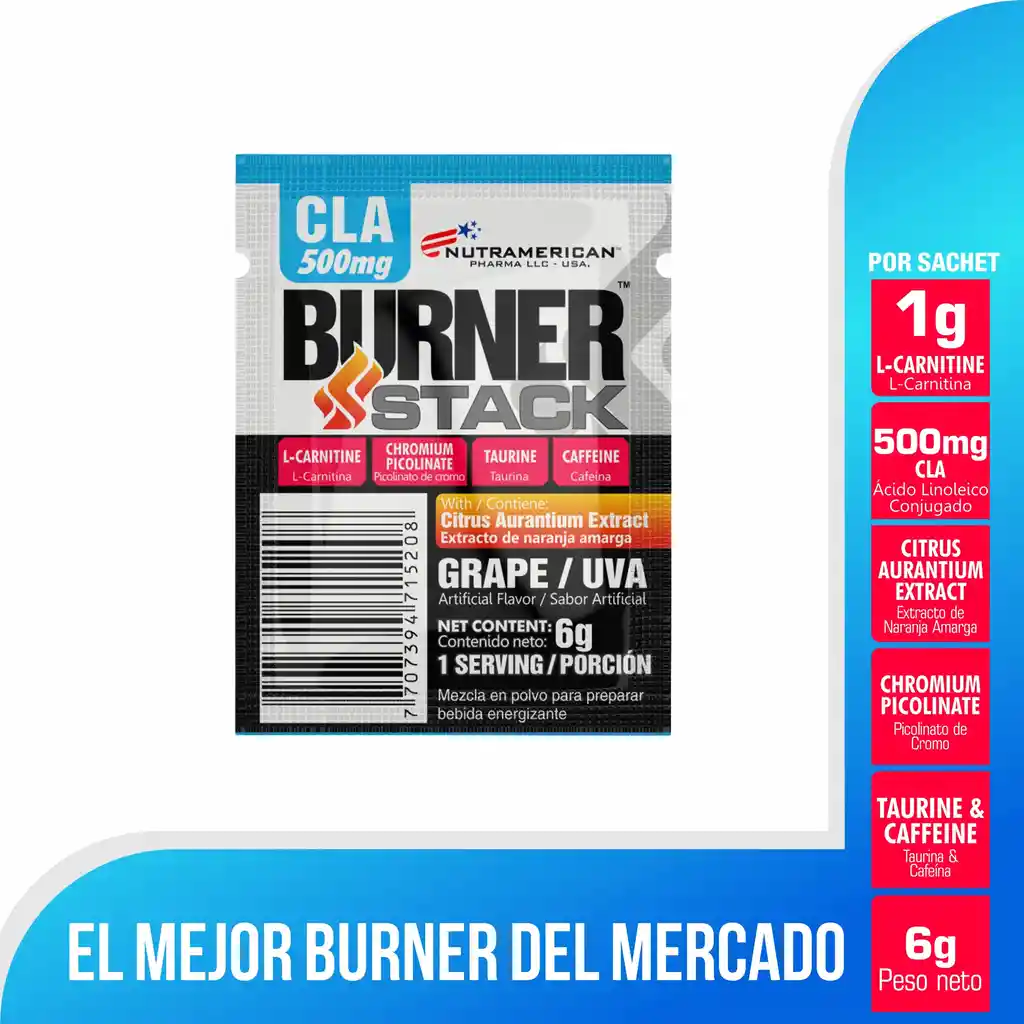 Sachet Quemador De Grasa Burner Sabor Uva