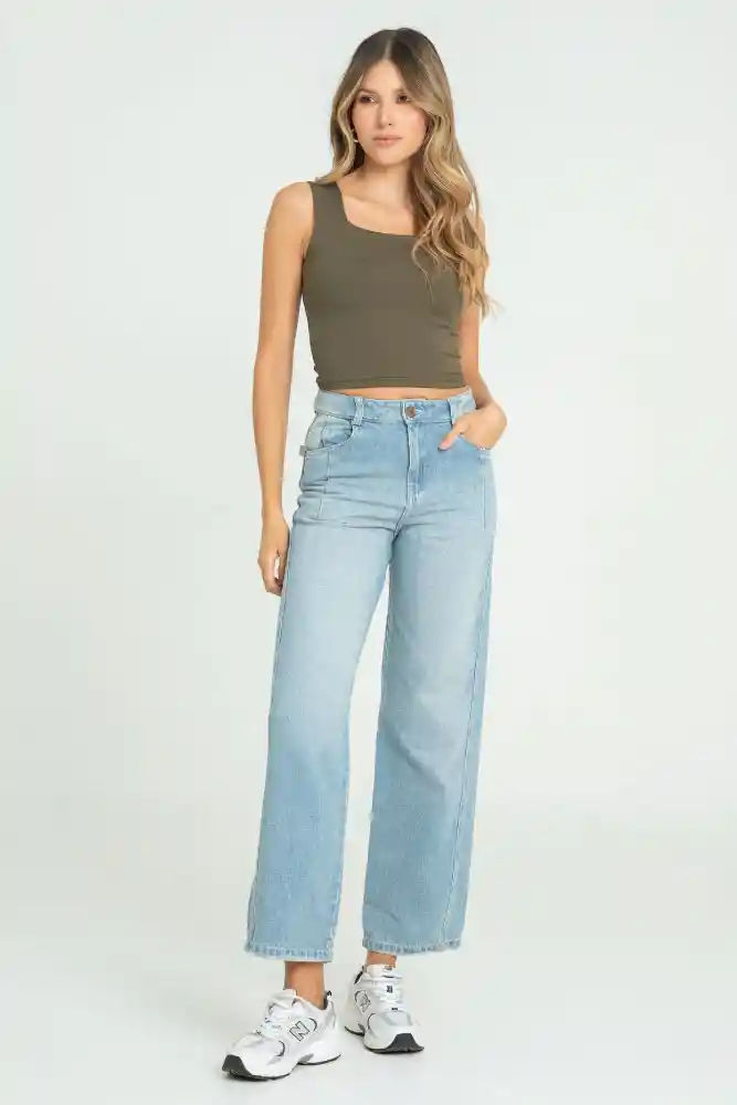 Jeans Slouchy Vintage Color Azul Claro Talla 8