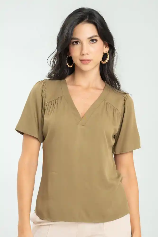Blusa Preston Color Verde Olivo Talla L