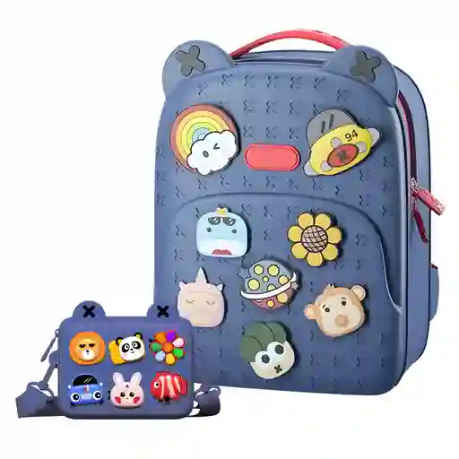 Combo Morral Escolar Infantil Dibujos Animados + Cartuchera