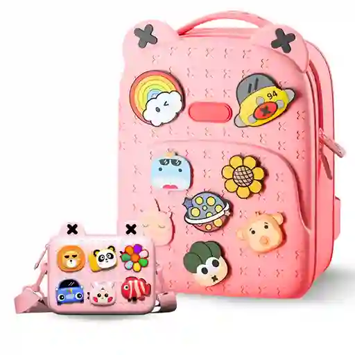 Combo Morral Escolar Infantil Dibujos Animados + Cartuchera