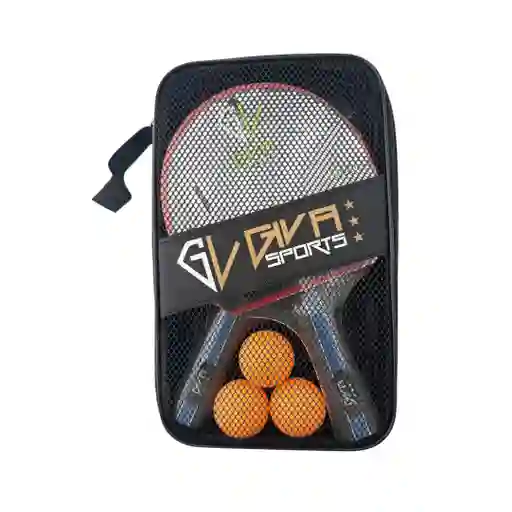 Kit Tenis De Mesa 2 Raquetas Gvs, Forro, 3 Pelotas Ping Pong 240/ Negro - Rojo