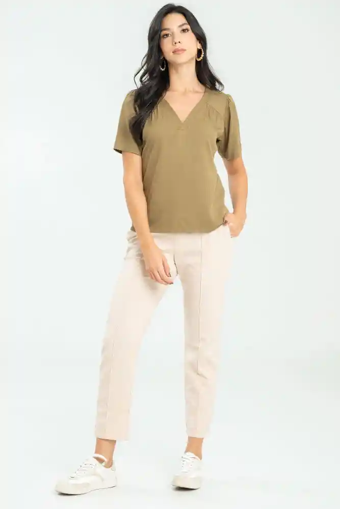 Pantalon Lino Amali Color Beige Talla 8