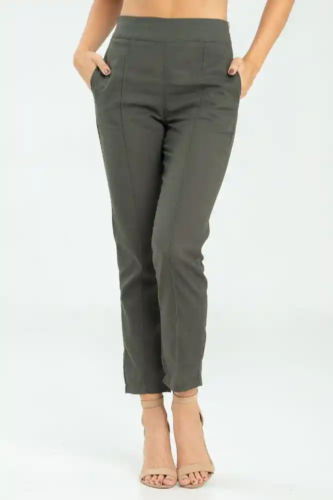 Pantalon Lino Amali Color Verde Militar Talla 12