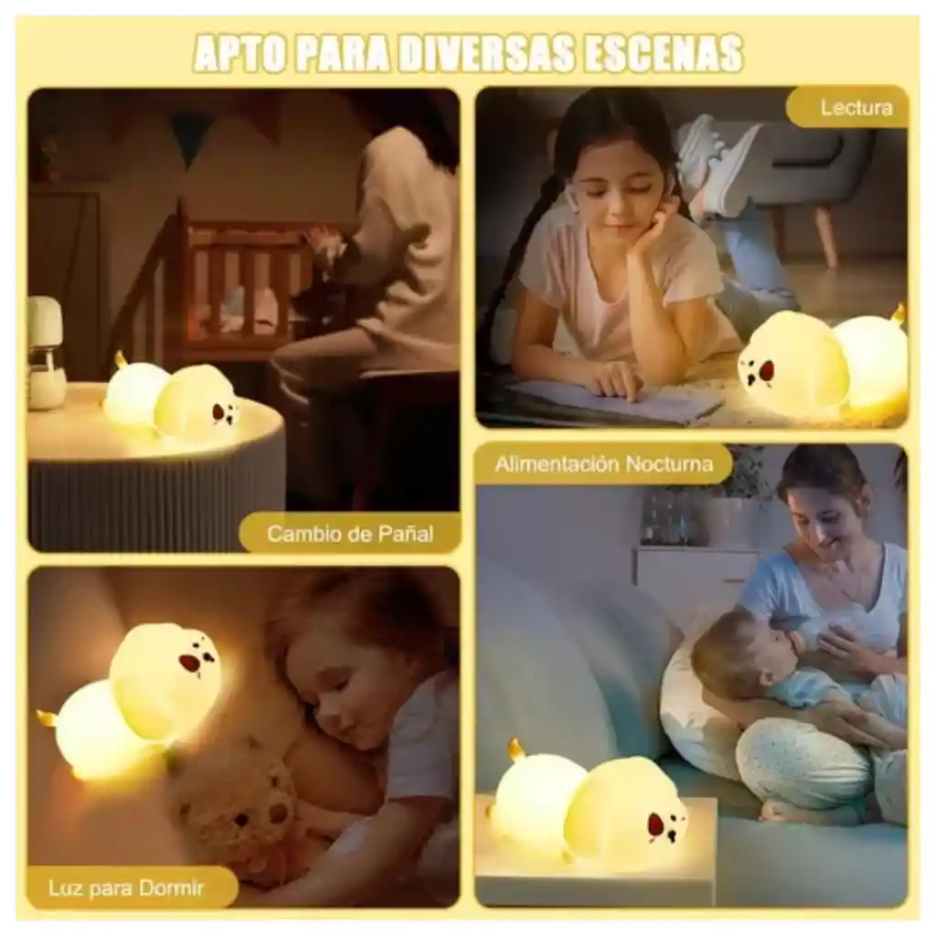Luz De Noche Para Niños Cachorros Luz Nocturna Led 7 Colores