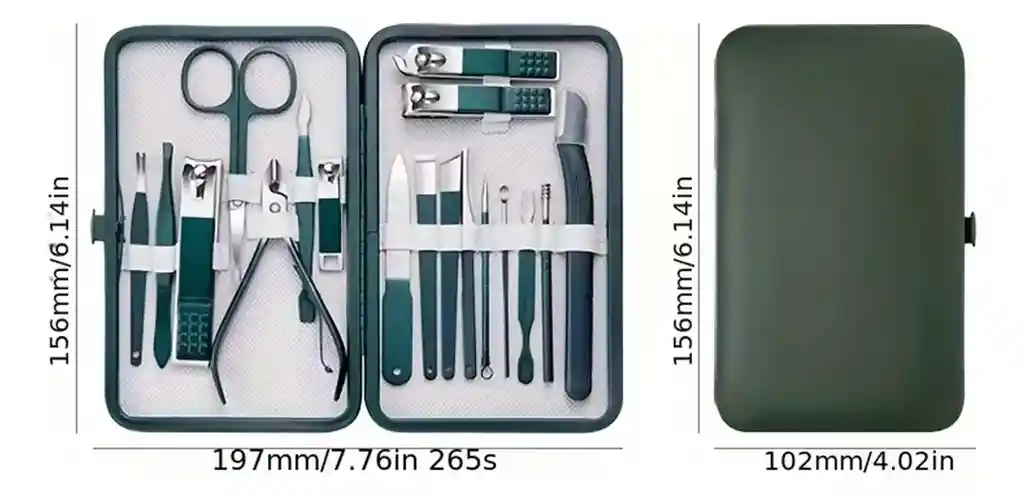 Kit Estuche Manicure Pedicure Cortauñas X18 Piezas Viaje