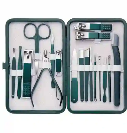 Kit Estuche Manicure Pedicure Cortauñas X18 Piezas Viaje