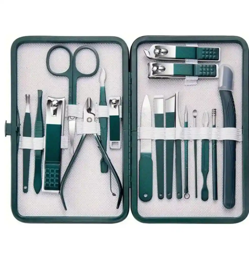 Kit Estuche Manicure Pedicure Cortauñas X18 Piezas Viaje