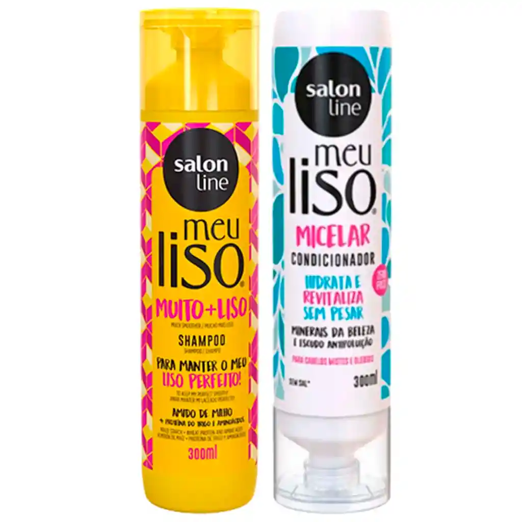Salon Line Kit Meu Liso Shampoo Muito + Liso Y Acondicionador Micelar - 300 Ml