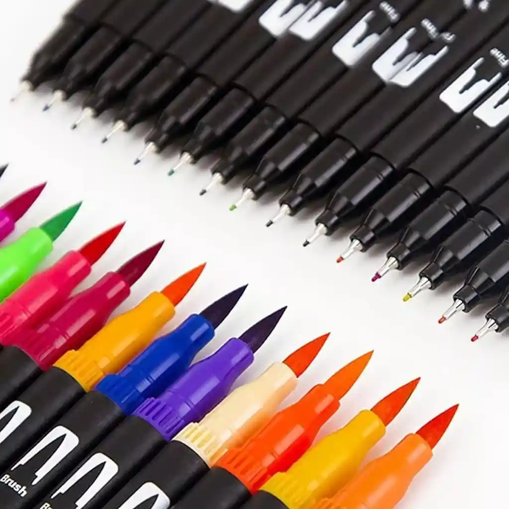 Marcadores Doble Punta Punta Pincel Lettering Estuche 72pcs