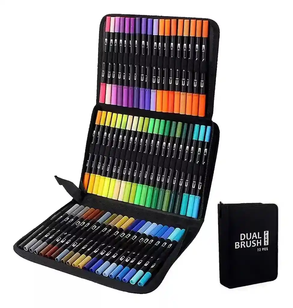 Marcadores Doble Punta Punta Pincel Lettering Estuche 72pcs