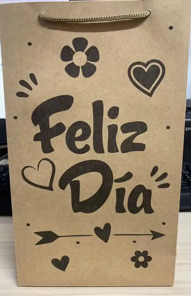 Bolsa De Regalo Kraft 27x16 Este Lindo Detalle Es Para Ti, Con Mucho Amor, Feliz Dia, Feliz Cumpleaños