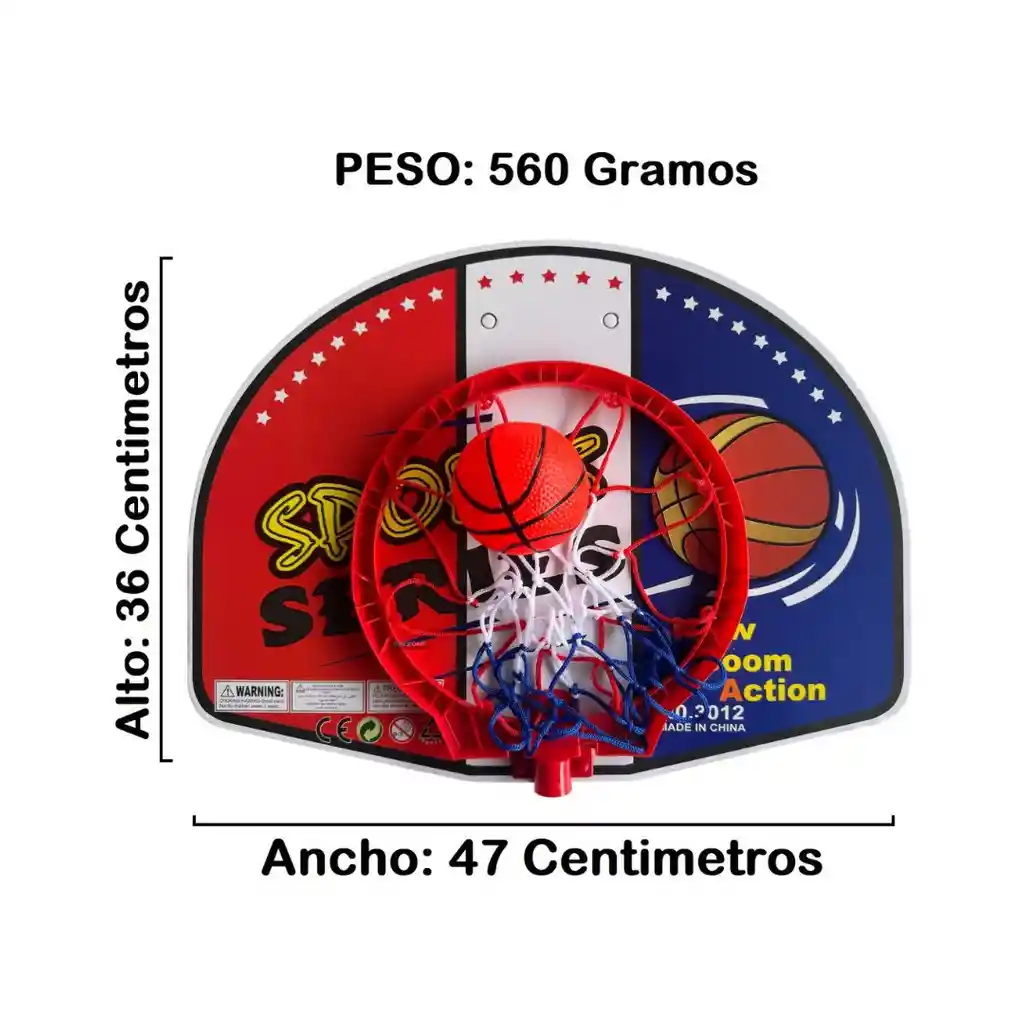 Kit De Tablero De Baloncesto Aro + Malla + Pelota/ Nba