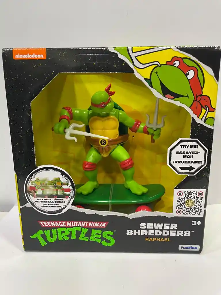 Figura Tortuga Ninja En Patineta Con Impulso Raphael