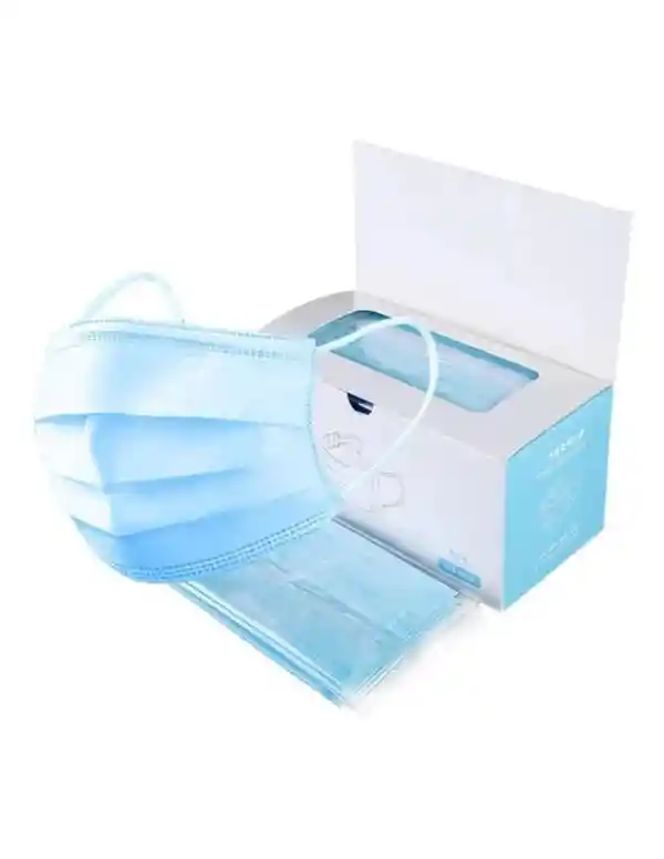 Caja De Tapabocas Termosellados Desechables X50 Unidades Azules Empaque Individual
