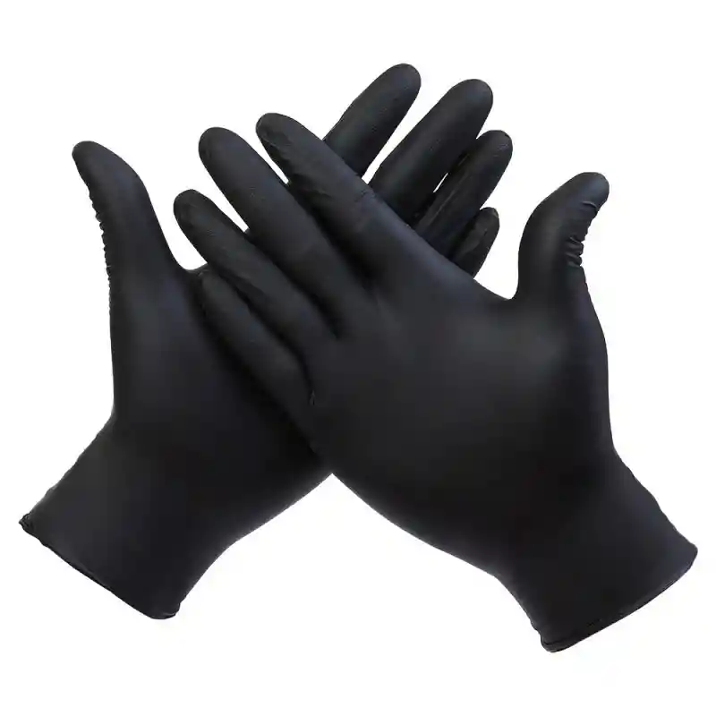 Par De Guantes De Nitrilo Negros Guante De Enfermería X2 Talla L, S