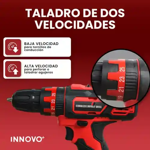 Taladro Con Estuche 18 V Inalambrico 2 Velocidades Práctico Para Hogar