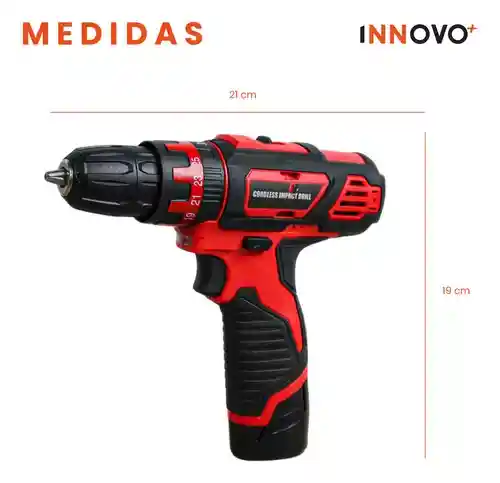 Taladro Con Estuche 18 V Inalambrico 2 Velocidades Práctico Para Hogar