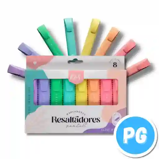 Paquete Resaltador Kiut X8 Unds Tonos Pastel