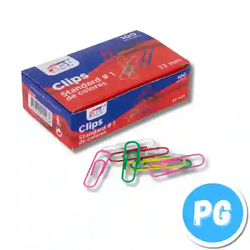 Caja De Clips Metalicos De Colores Surtidos X100 Unidades