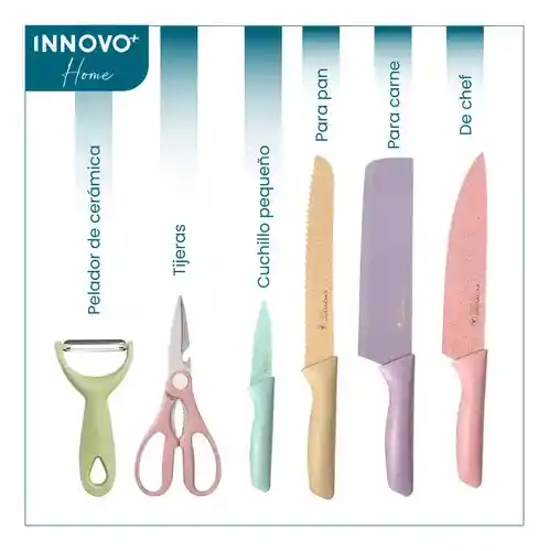 Set De Cuchillos Knife Bali 6 Piezas Con Pelador De Papa Innovo
