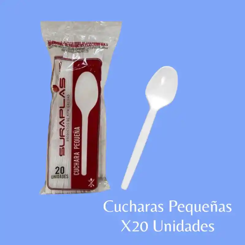 Cucharas De Plástico Blanca X20 Unidades Postre - Café