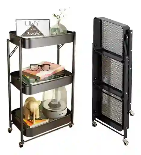 Carro Plegable Organizador 3 Niveles Metalico Cocina Hogar