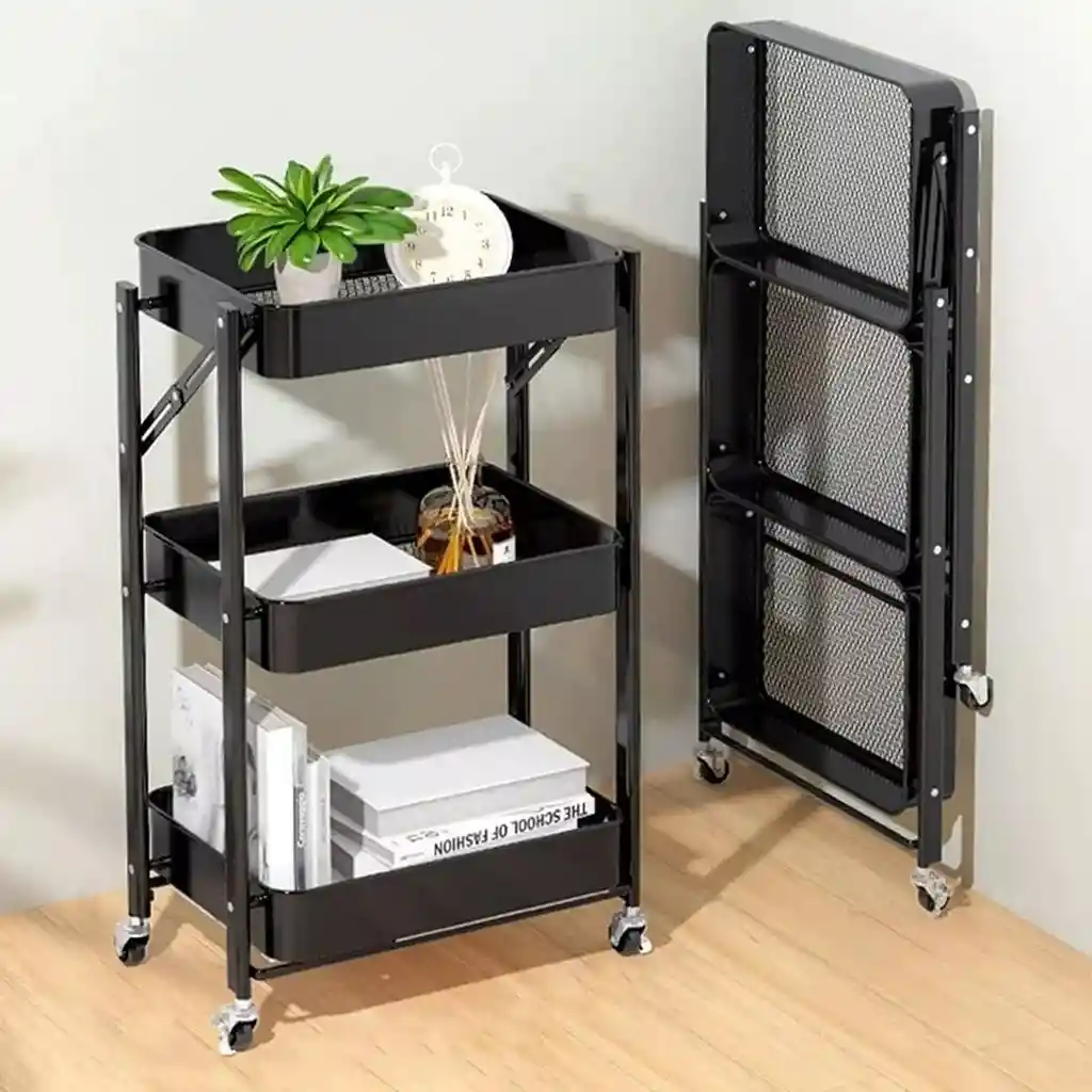Carro Plegable Organizador 3 Niveles Metalico Cocina Hogar