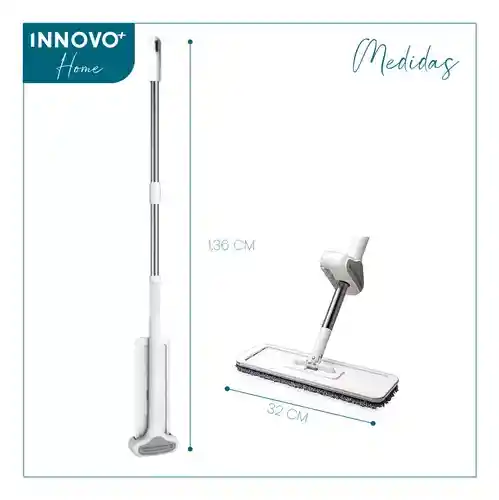 Trapero Barredor Con 2 Mopas Microfibra Limpieza De Pisos Innovo