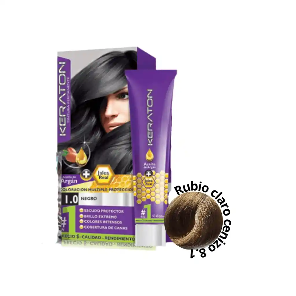 Tinte 8.1 Rubio Claro Cenizo Keraton 120ml