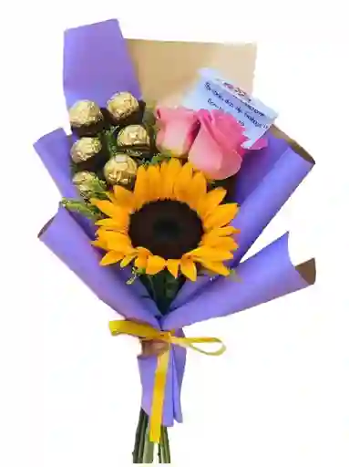 Flores De Girasol Y Rosas