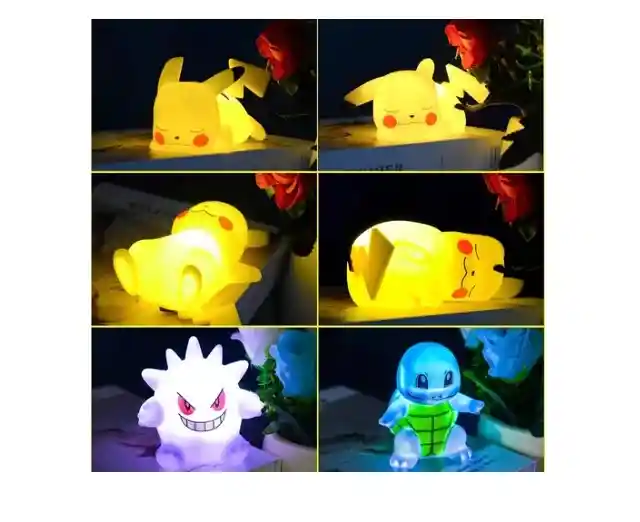 Lámpara Pokemon Pikachu Luz Led Cálida Decoración Niños X1