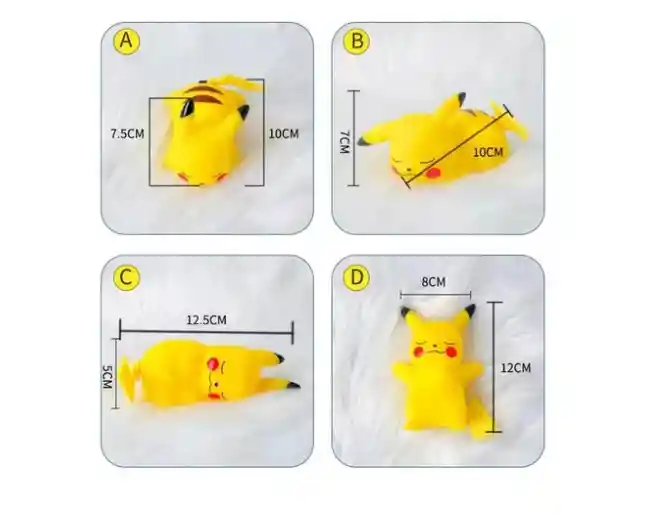 Lámpara Pokemon Pikachu Luz Led Cálida Decoración Niños X1