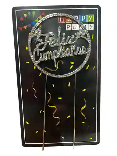 Letrero Topping Toppers Decorativos Para Torta Feliz Cumpleaños Con Circulo