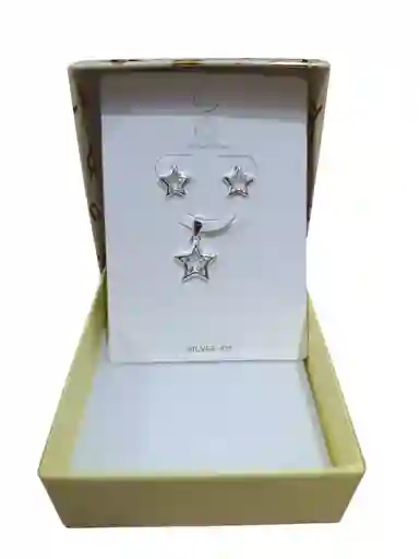 Trio Dije Y Aretes Diseño De Estrellas