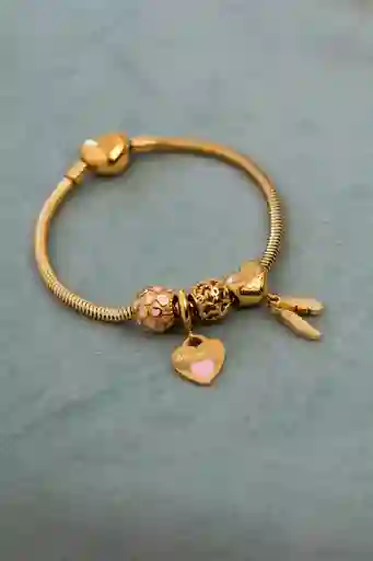 Pulsera Memorias Dorado Talla 17 Cm