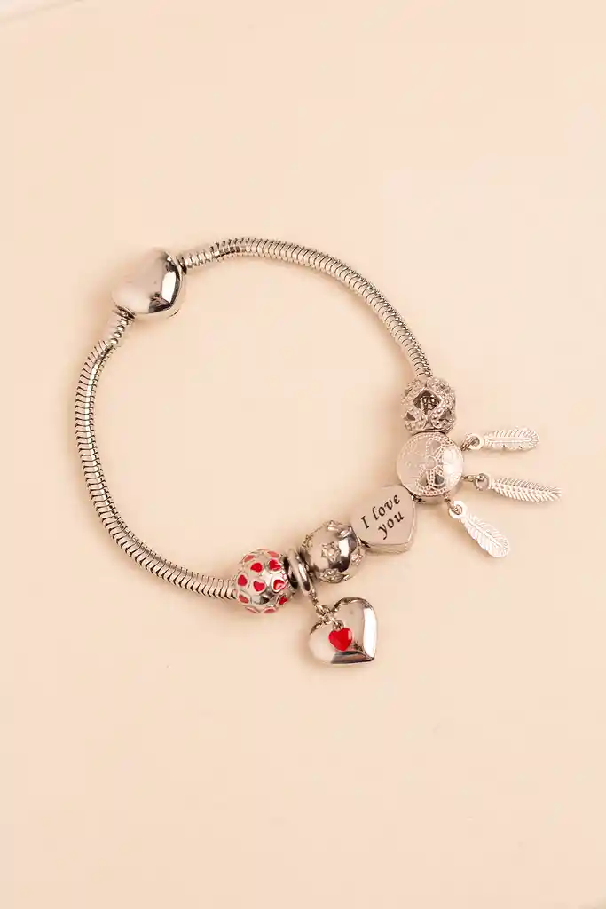 Pulsera Memorias Plateado Talla 19 Cm