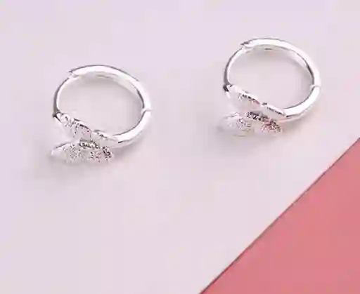 Par De Arete Plateado Con Diseño De Mariposa