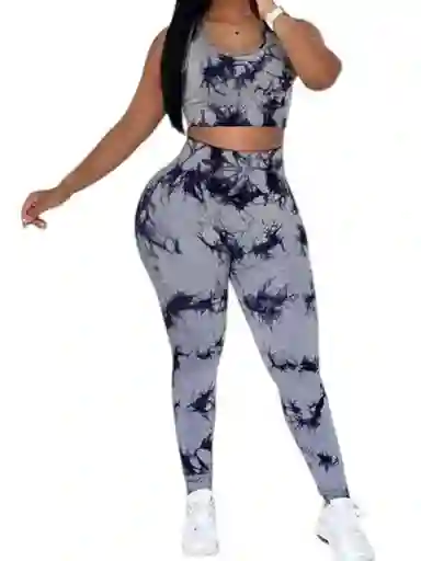 Conjunto Gris Deportivo Mujer Tie Dye Push Up