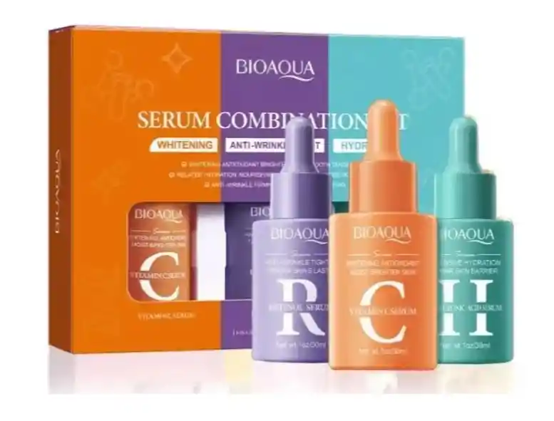 Bioaqua Piel De Cristal Kit Sueros Faciales Vitamina C Retinol Hialuronico
