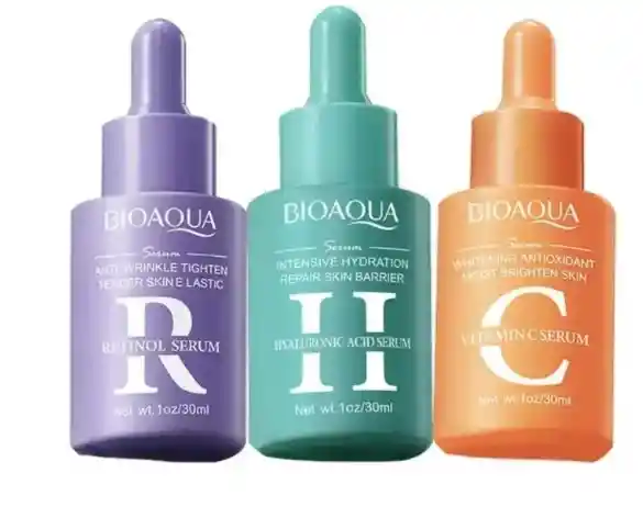 Bioaqua Piel De Cristal Kit Sueros Faciales Vitamina C Retinol Hialuronico